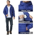 thumbnail image 4 of Muvtei Men's Puffer Jacket Hooded Windproof Full Zip Casual Coat Warm Water Resistant Jacket Lightweight Winter Outerwear Blue-2XL, 4 of 10