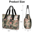 thumbnail image 3 of Tote Bag for Women - Pioneer Flower Shoulder Bag - Large Utility Work Duffle Bag with Zipper Handbag for Travel, Work, Sprots, 3 of 5