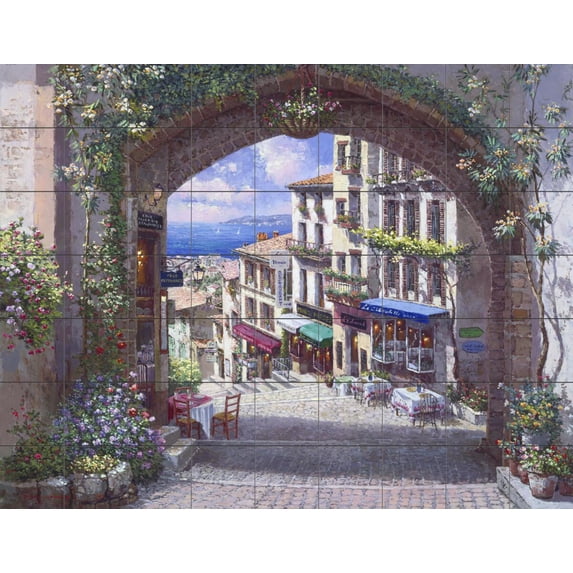 Tile Mural Kitchen Backsplash - Arch De Cagnes - by Sam Park/Soho Editions