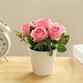 thumbnail image 3 of yaaqii Artificial Rose Flower Small Tree Pot Fake Plants Potted Decoration Garden Decor, 3 of 8