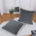thumbnail image 2 of EastVita Throw Pillow Covers With Pom Poms Soft Solid Velvet Pillow Cases Square Decorative Cushion Covers For Couch Bedroom Car Sofa Outdoors, 2 of 8