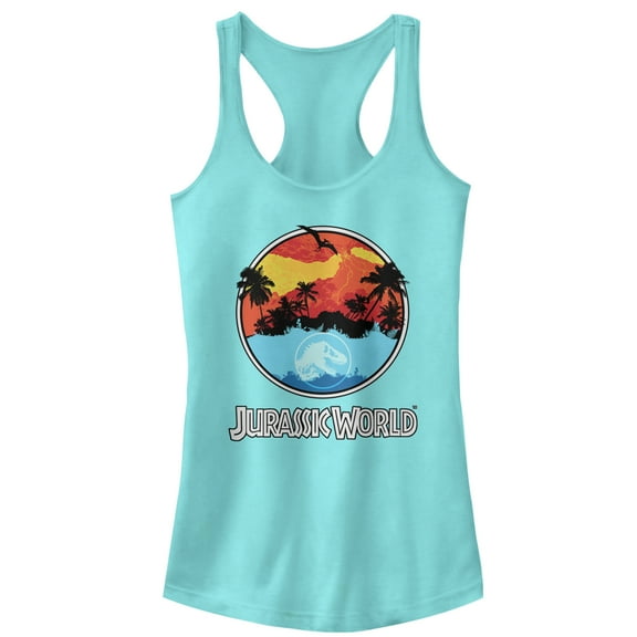 Junior's Jurassic World: Fallen Kingdom Apocalypse Logo Racerback Tank Top Cancun Small