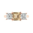 thumbnail image 2 of 4.0ct square emerald cut yellow moissanite 18k rose gold 3 stone Bridal Wedding Engagement Promise Anniversary Ring for Women size 8.75, 2 of 7