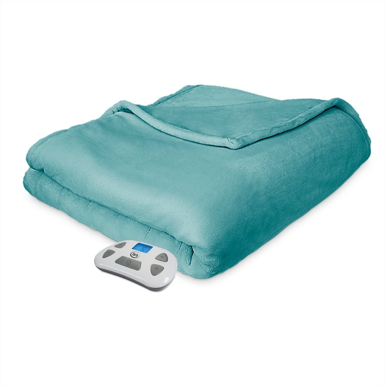 Serta Comfort Plush Electric Heated Blanket Programmable Controller with Timer with 10 hour Auto Shut Off and Overheat Safety protection