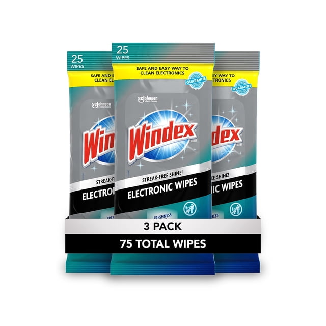 Toallitas limpiadoras electrónicas Windex, 75 unidades, paquete de 3