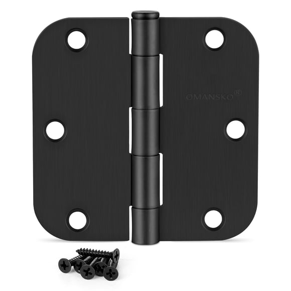 6 Pack Black Door Hinges 3 Inch Interior Door Hinges Matte Black Hinges for Doors 5/8 Radius Bedroom Indoor/Interal Door Hardware 3 Inch Black Door H