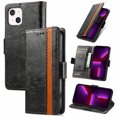thumbnail image 1 of Case for iPhone 13 Cover Leather Wallet Folio Case Book Design Flip Magnetic Closure - Black, 1 of 5