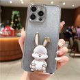 thumbnail image 1 of Funda de teléfono con soporte de conejo brillante chapada de lujo para iPhone 11, 12, 13, 14 Pro Max, X, XR, XS, funda suave a prueba de golpes en 7, 8 Plus, SE2 Fivean unisex, 1 of 2