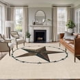 thumbnail image 2 of Area Rug 72×108in, Vintage Texas Star Floor Carpet Living Room Rug, Western Theme Pentagram on Linen Non-Slip Welcome Mat Indoor Rugs for Bedroom Dining Room, 2 of 9
