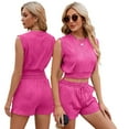 thumbnail image 5 of FLMEI 2 Piece T-Shirt Set Summer for Womens Sleeveless Solid Color Tops Drawstring Shorts Casual Set for Womens S-XXL, 5 of 9