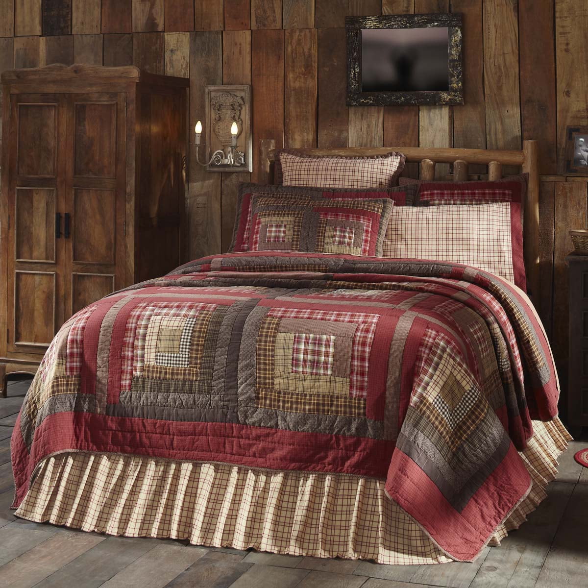 Details about   VHC Brands Rustic King Sham Red Patchwork Tacoma Cotton Hand Bedroom Decor 