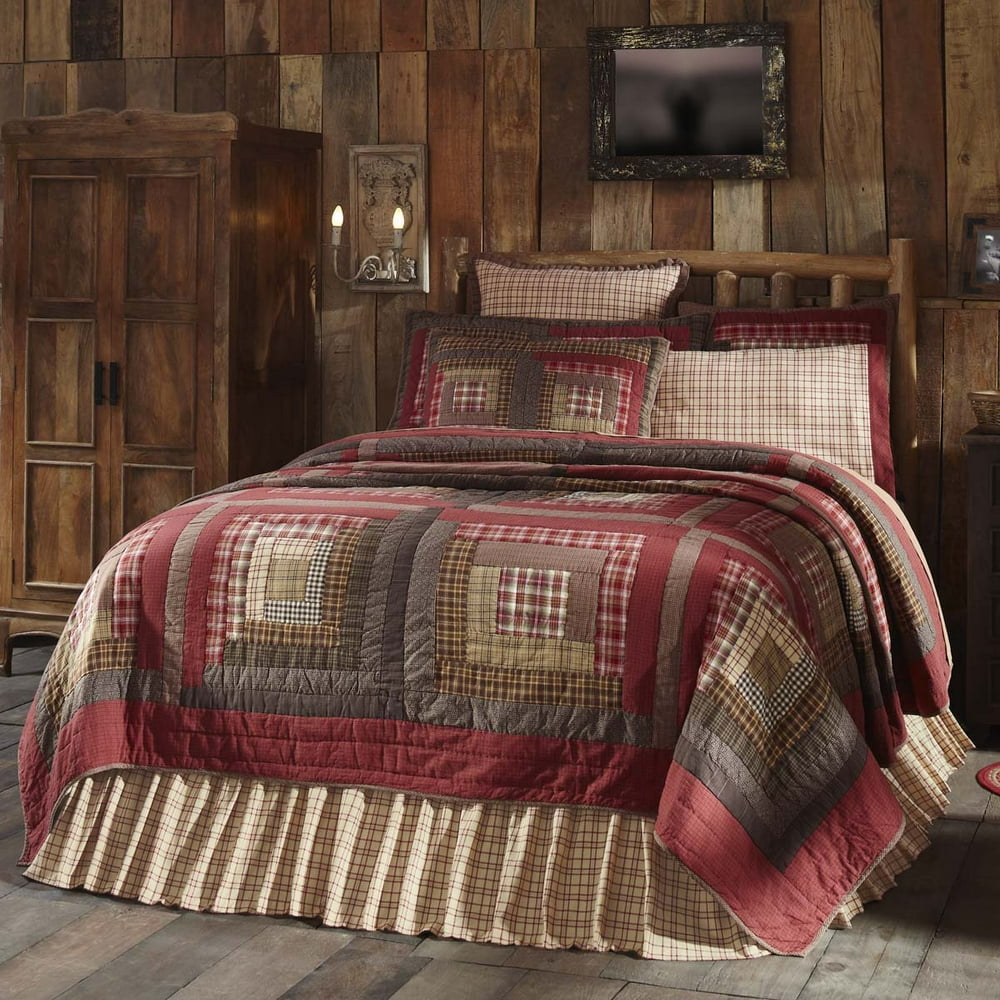 Deep Red Rustic Bedding Durango Cotton PreWashed Patchwork Rectangle
