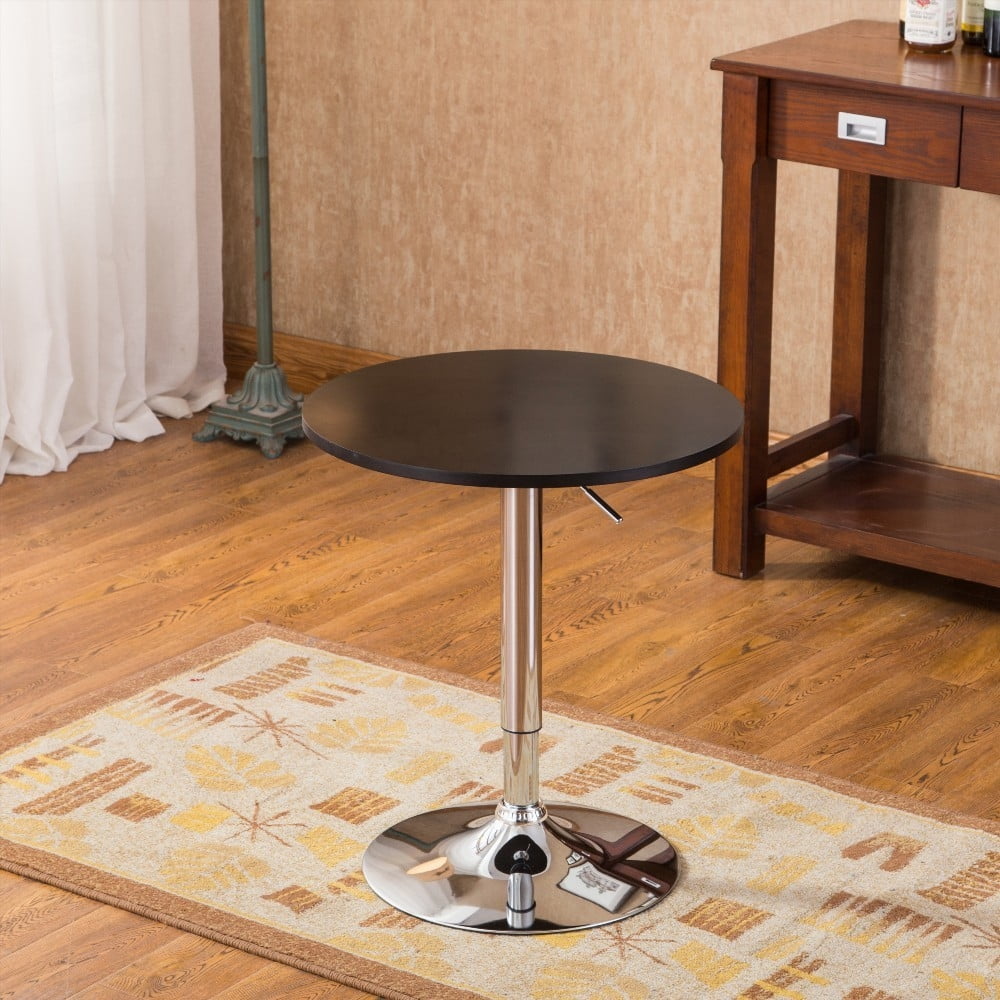 Modern Black Adjustable Wood and Metal Bar Table for Home Decor