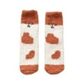 thumbnail image 2 of HuangHuanChen Christmas Casual Three Cute Santa Stockings Fuzzy Fluffy Warm Slipper Socks for Women Winter Cozy Christmas Socks Unisex Brown, 2 of 4