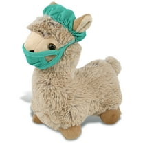 DolliBu Beige Llama Doctor Plush Toy - Super Soft Llama Doctor Stuffed Animal Dress Up with Cute Scrub Uniform and Cap Outfit - Fluffy Doctor Toy Plush Gift - 11 Inches