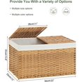 thumbnail image 4 of Storage Basket with Lid Rattan Woven Storage Baskets with 2 Separate Lids, 17.2 Gallon (65 L), 22 x 13 x 13.8 Inches,Foldable, 2 Removable Liner Bags Handles for Bedroom, Laundry Room Natural, 4 of 7