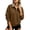 Brown, variant on Collared Sweatshirts for Women Oversized Half Button Gingham Collar Drop Shoulder Long Sleeve Ribbed Cuff Hem Fall Winter Casual Pullover Tops