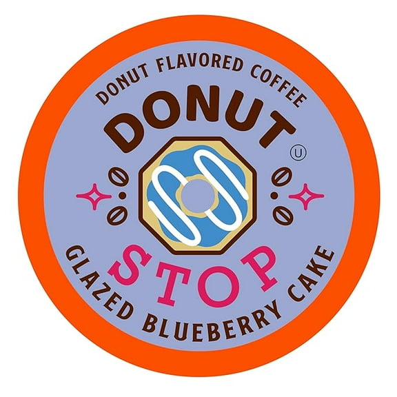 Donut Stop Glazed Blueberry Medium Roast Coffee Pods, 40 Count, Compatible with 2.0 K-Cup Brewers