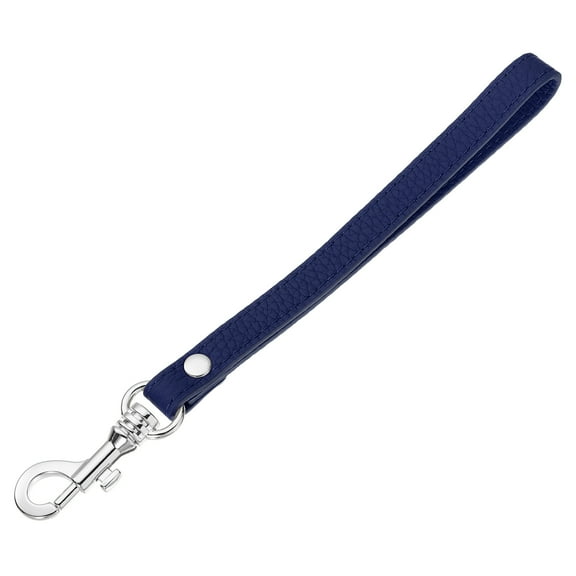 Uxcell Leather Wristlet Strap for Purse, Clutch, Wallet, Keychain Bag (Dark Blue Leather, Silver Clasp)