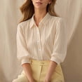 thumbnail image 2 of YTCAMLO Striped Dress Shirts for Women, Casual Loose Fit 3/4 Sleeve Button Down Shirts, Business Office Work Collared Blouses, 2 of 9