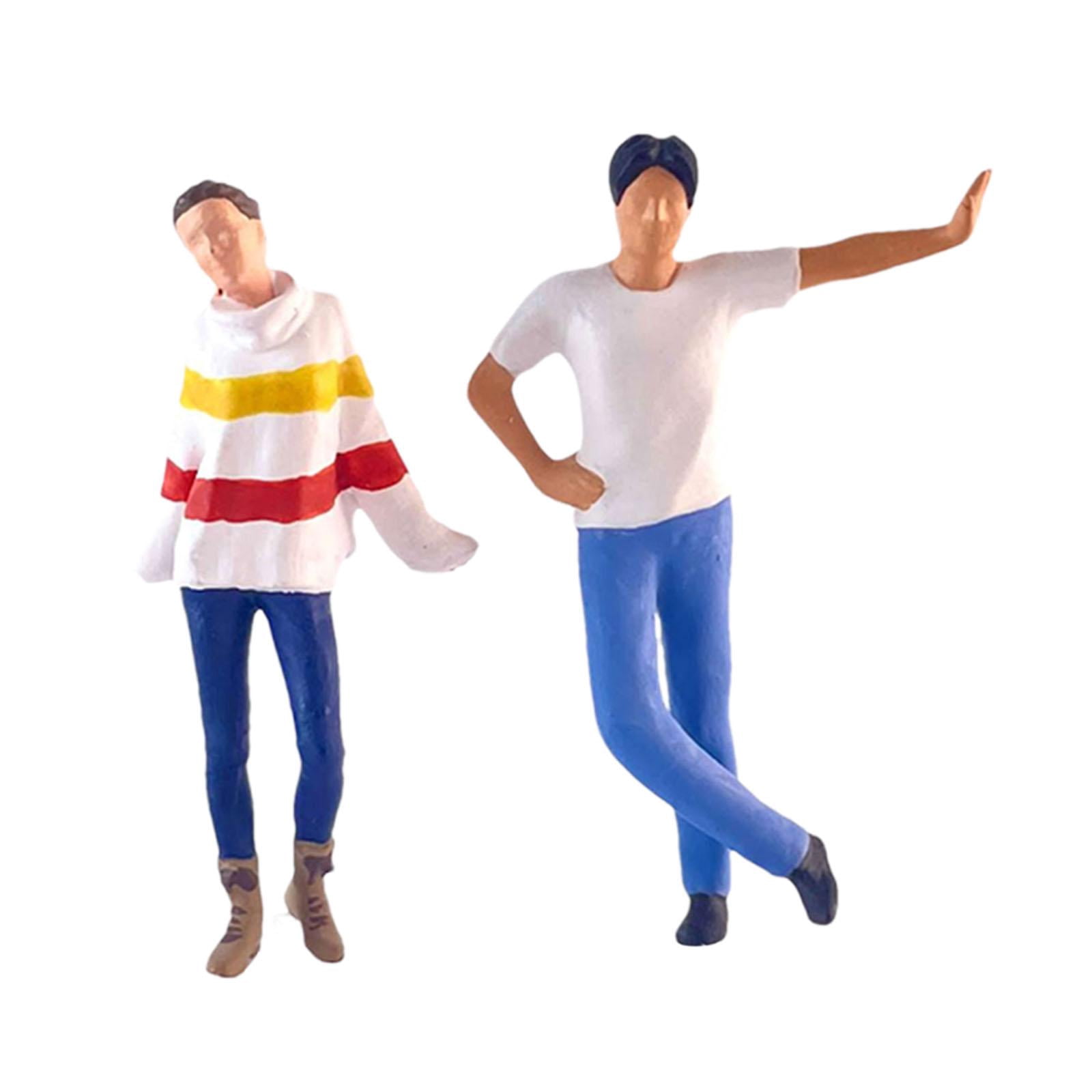 LeeQinersw 2 Pieces 1/64 People Figures DIY Crafts Miniature Boys Girls Model for Dollhouse