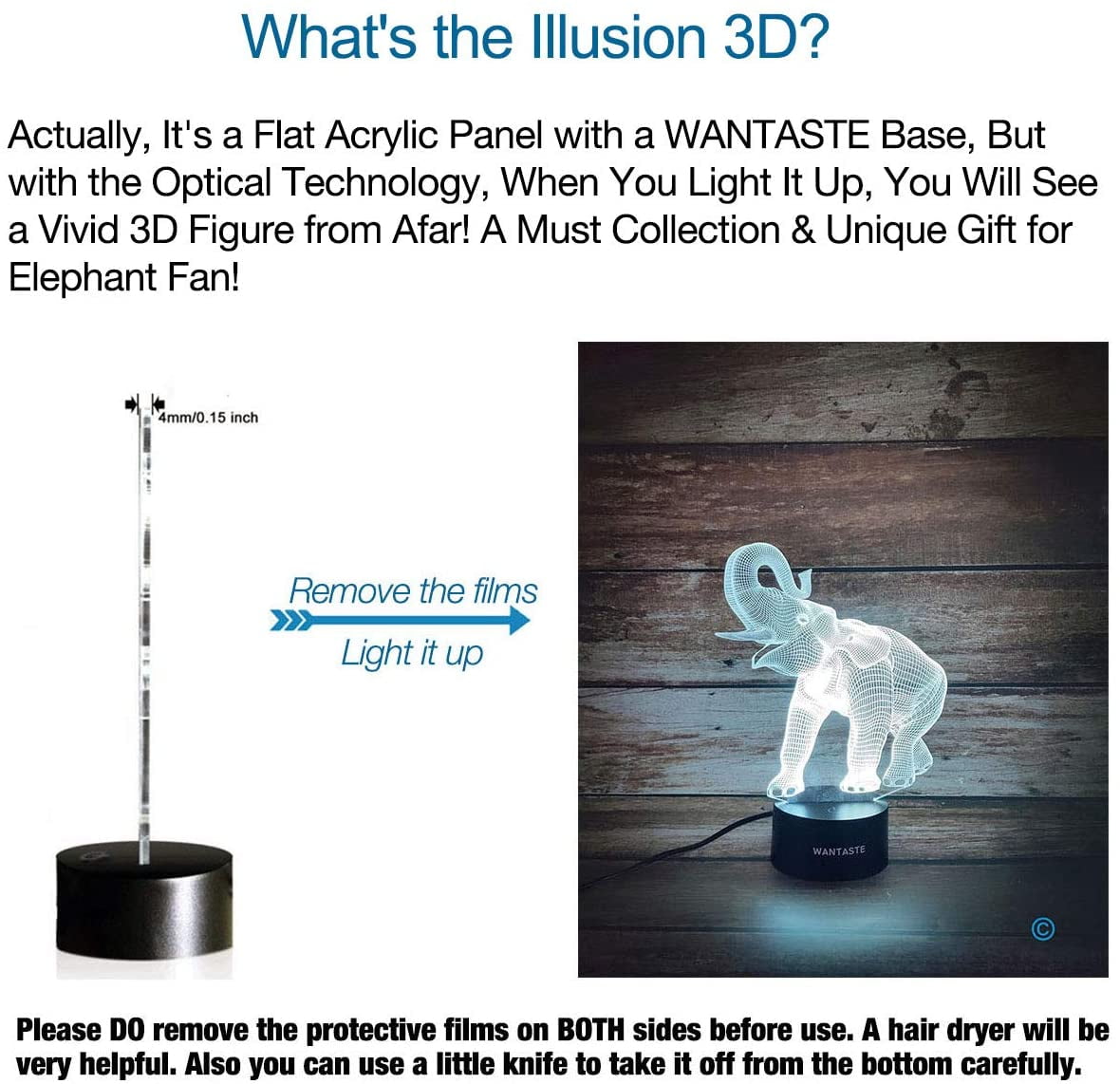 7 Colors Changing Nightlight with Smart Control WANTASTE Elephant 3D Night Light for Boys Girls Room Bedside Lamp Toys Decor Gifts for Kids Baby 7 Colors Changing Nightlight with Smart Control WANTASTE Elephant 3D Night Light for Boys Girls Room Bedside Lamp Toys Decor Gifts for Kids Baby