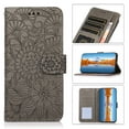 thumbnail image 2 of TOP SHE Simple PU Leather Embossed Three Cards Folding Folio Case with Cards Holder Pocket Lanyard Anti-Scratch Shockproof Bumper Cover Case For Samsung Galaxy S8+,Gray, 2 of 5