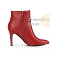 thumbnail image 3 of BLISSFUL STEP Pointed Toe Buckle Strap Stiletto Heel Ankle Boots for Women Red (Size 9), 3 of 5