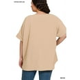thumbnail image 5 of Zenana Women's V Neck Woven Airflow Dolman Short Sleeve Hi-Low Blouse Top, 5 of 6