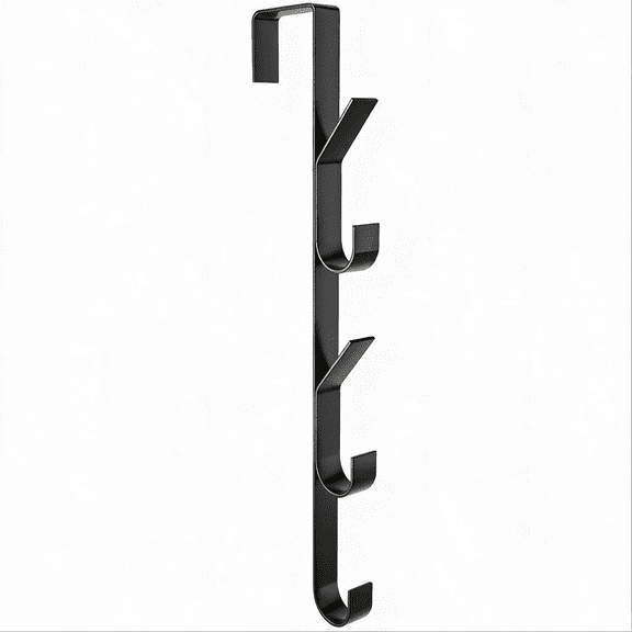 Over the Door Hook Hanger, 5-Hook Metal Door Organizer Rack for Hanging Coats, Towels, Robes, Bags, No Drilling Instant Space Saver, Black