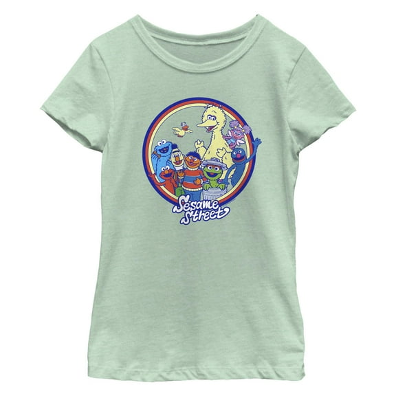 Girl's Sesame Street Circle Group Portrait Graphic T-Shirt