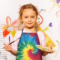 thumbnail image 2 of Colorful Rainbow Tie Dye Spiral Pattern Kids Aprons for Girls and Boys,Adjustable Neck Strap Toddler Aprons for Kids Cooking Baking, 2 of 6