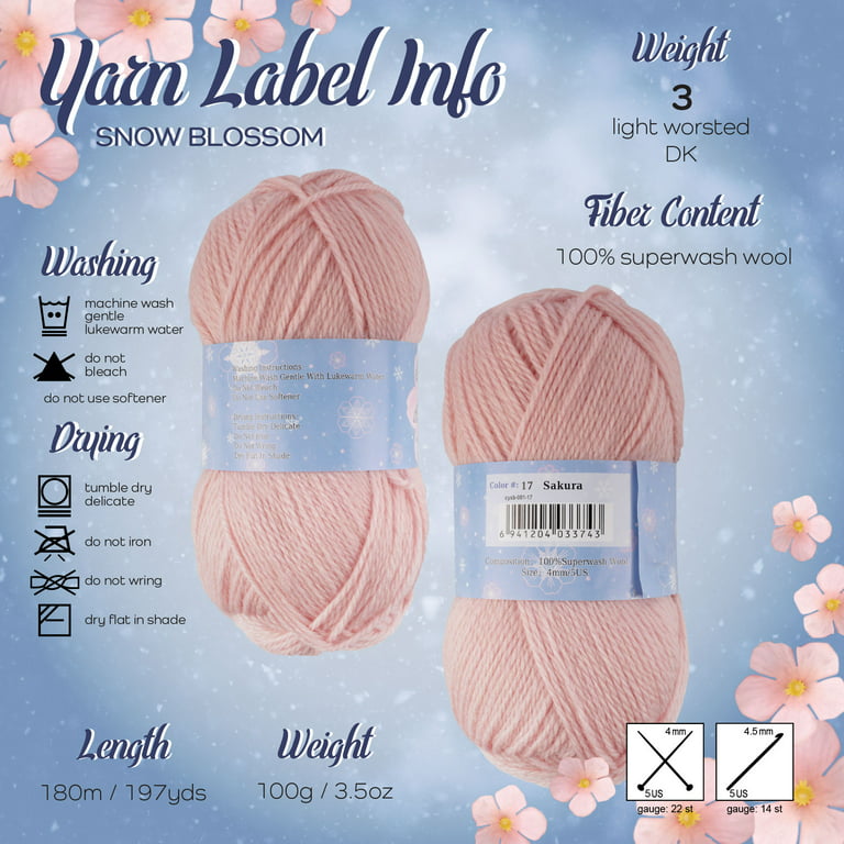 JubileeYarn Snow Blossom Yarn - Dk Weight Wool Yarn - 4 Skein Variety Package