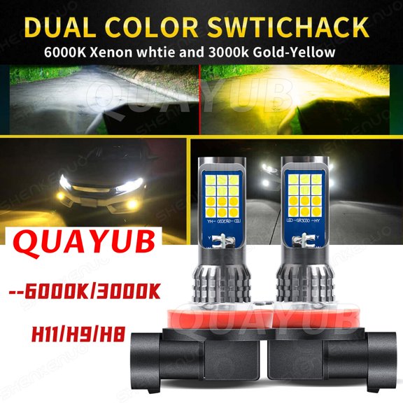 For Toyota Tacoma 2016-2021 Dual Color H11 LED Fog Light Bulb 6000K White/Yellow