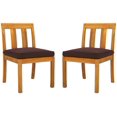 thumbnail image 2 of Safavieh Couture Montford Teak Outdoor Dining Sidechair -Set of 2, Natural/Dark Brown, 2 of 12
