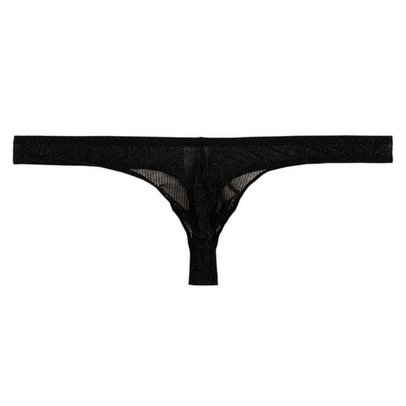 DJDLJWCJ Mens Thongs Underwear G-String Low Waist Ice Silk, Underpants Black S
