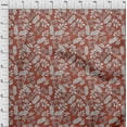 thumbnail image 4 of oneOone Cotton Jersey Dark Peach Fabric Tropical Line Drawing Leaf Craft Projects Decor Fabric Printed By The Yard 58 Inch Wide, 4 of 5