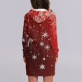 thumbnail image 5 of Women's Long Sleeve Hooded Sweatshirt Dress with Snowflake Christmas Tree Print, Ugly Christmas Sweater Women Style, Cozy Fall and Winter Dress with Pockets for Holiday,Wine,2XL, 5 of 7