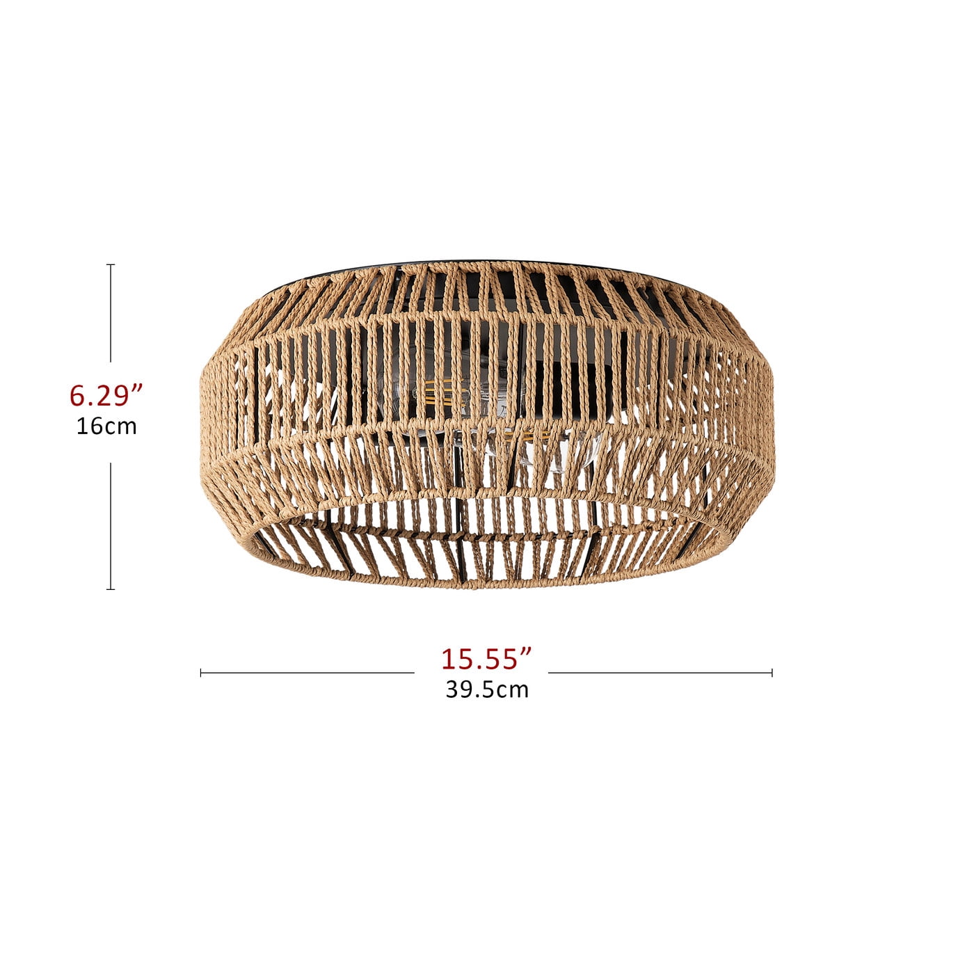 2-Light Boho Ceiling Lighting, Brown Industrial Close to Ceiling Lighting Fixture, Farmhouse Semi Flush Mount Ceiling Light for Living Room Bedroom kitchen