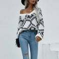 thumbnail image 2 of IROINNID Reduced Womens Sweater Knit V-Neck Pullover Sweater Stripes Leisure Mid-Length Long Sleeve Matching Tops Blouse Knitted Sweater, 2 of 5