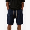 thumbnail image 4 of cllios Waffle Knit Cargo Shorts for Men Multi Side Flap Pockets Elastic Drawstring Waist Solid Color Casual Summer Streetwear Shorts, 4 of 6