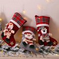 thumbnail image 4 of Calcetín de Navidad para decoración de mascotas, primer regalo de Navidad, divertido árbol, copo de nieve, rojo, verde, pata a cuadros, botas, chimenea, decoración del hogar, 4 of 4