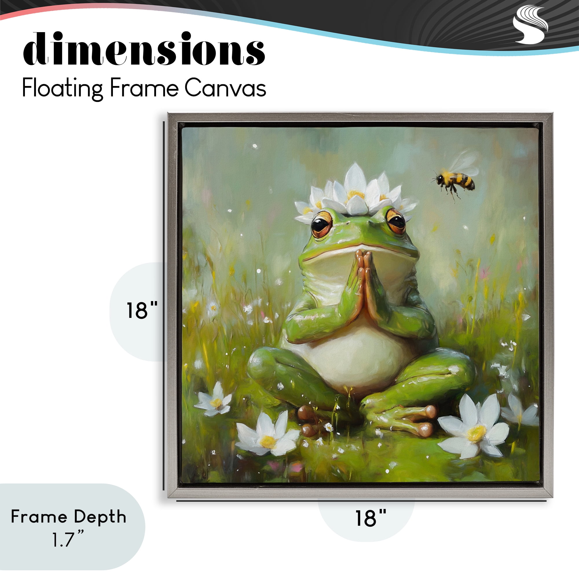 Stupell Industries Buddha Bullfrog Meditation Gray Framed Floater Canvas Wall Art, design by Tina LeCour