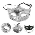 thumbnail image 3 of Unique Bargains 1 Pc Crystal Beaded Half Face Party Mask for Masquerade Party Silver Tone, 3 of 5