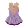 thumbnail image 6 of Haitryli Kids Girls Rhinestone Color Block Figure Ice Skating Dress Sleeveless Ballet Dancewear Lavender 10, 6 of 7
