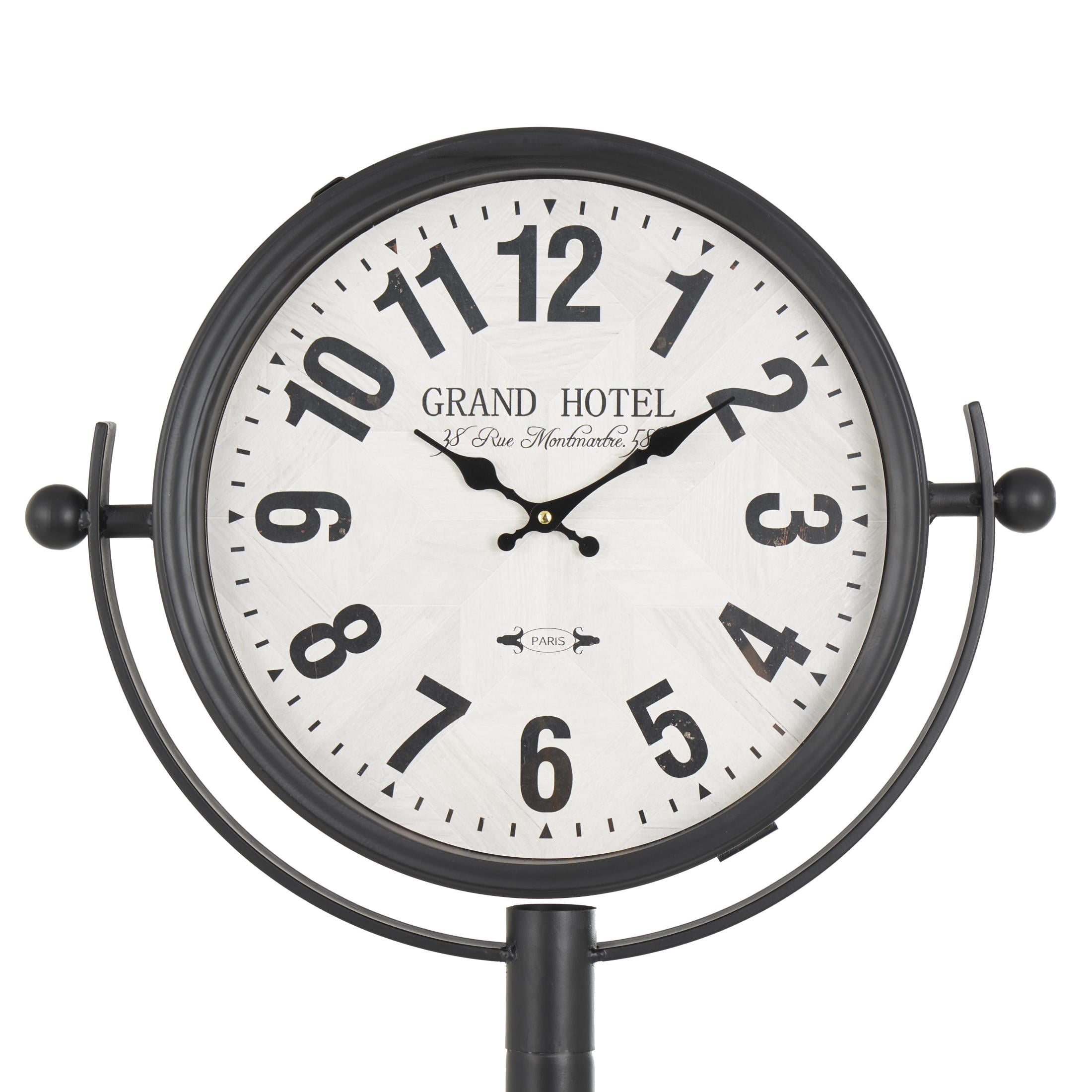 DecMode 72" Black Metal Double Sided Clock with Cone Shaped Base