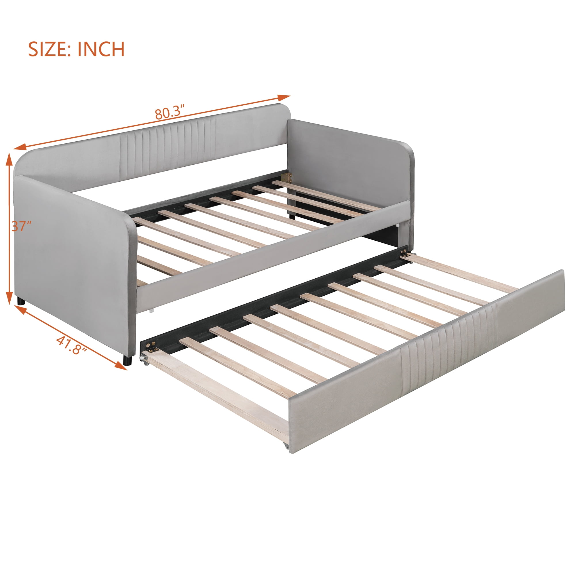 Sailvan Upholstered Daybed Sofa Bed Twin Size With Trundle Bed and Wood Slat