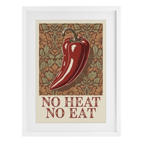 Stupell Industries Rustic Lodge No Heat or Eat Pepper White Framed Print Under Glass, 14 x 20, by Andreas Magnusson