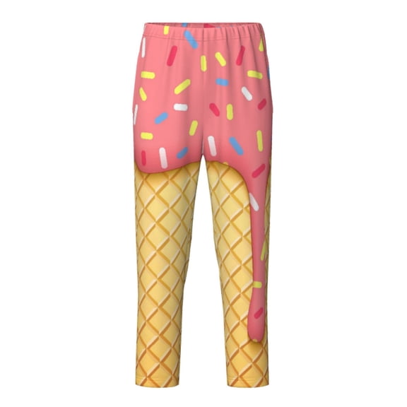 Xecao Ice Cream Print Teenagers' Pajama Pants Long Sleep Pants Soft Elastic Waist Pajama Bottoms Elastic waist with 2 Pockets 5-16 Years-XS(5-6)
