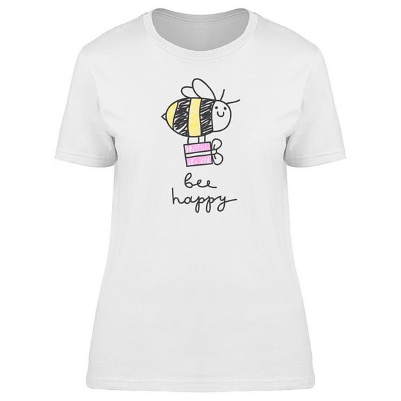 Bee Happy Adorable Doodle T-Shirt Women -Image by Shutterstock, Female XX-Large